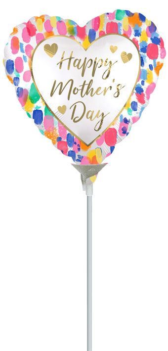 Colorful Watercolor Heart Balloon 9 Inch - Mother's Day - Image 1