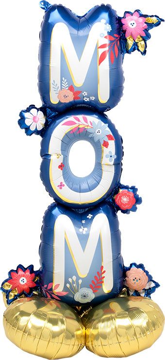 MOM Balloon 53" Foil - Floral Birthday Decoration - Image 1