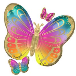 Colorful Butterfly Foil Balloon 29 Inch Large Shape - Image 1