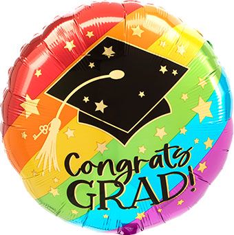 Graduation Balloon 5-Pack - Congrats Grad Rainbow - Image 1