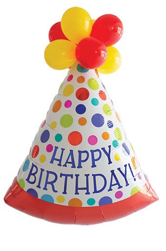 Happy Birthday Party Hat Balloon - 3-Pack - Image 1