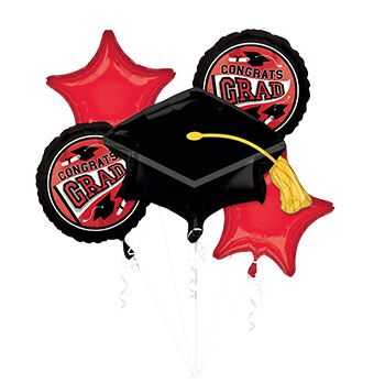 Graduation Balloon Bouquet - Red - Image 1