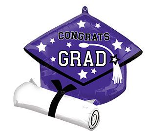 Graduation Balloon 3-Pack - Purple Congrats Grad - Image 1