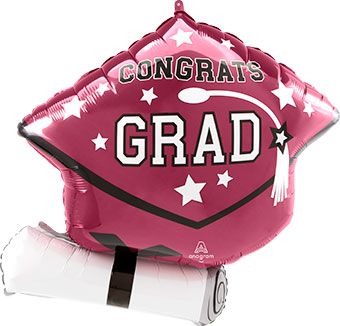 Graduation Balloon 3-Pack - Berry Foil - Image 1