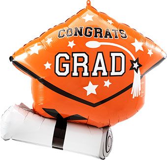 Graduation Balloon 3-Pack - Orange 25" - Image 1