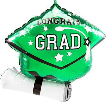 Graduation Balloon 3-Pack - Green 25" - Image 1
