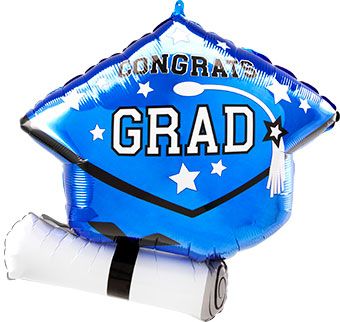 Graduation Balloon 3-Pack - Blue 25" - Image 1