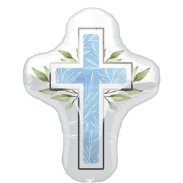 Blue First Communion Cross Balloon 28" - 3-Pack - Image 1