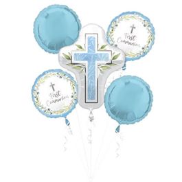 Blue First Communion Balloon Bouquet - 1 Pack - Image 1
