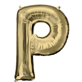Gold Letter P Foil Balloon - Large Shape Party Decor - Image 1
