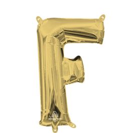 White Gold Letter F Foil Balloon - Initial Party Decor - Image 1