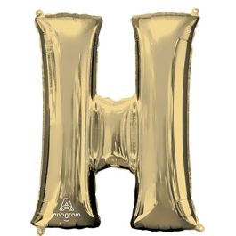 Large Foil Letter H Balloon - White Gold Party Decoration - Image 1