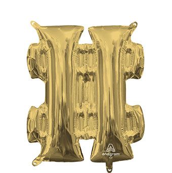 Hashtag Balloon 5-Pack - Gold Foil Party Decor - Image 1