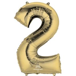 White Gold Number 2 Foil Balloon 33 Inch - Image 1