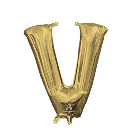 White Gold Letter V Foil Balloon 18 Inch - Image 1