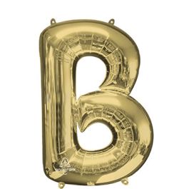 Letter B Foil Balloon - White Gold Large Shape - Image 1