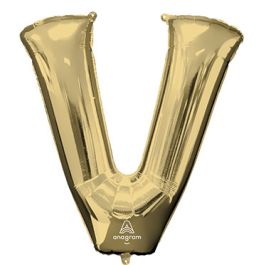 Gold Letter V Foil Balloon - Large Shape Initial Decoration - Image 1