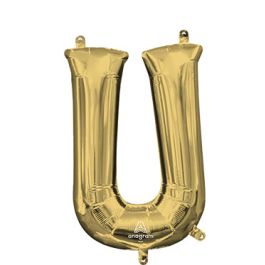 Letter U Foil Balloon - White Gold Party Decoration - Image 1