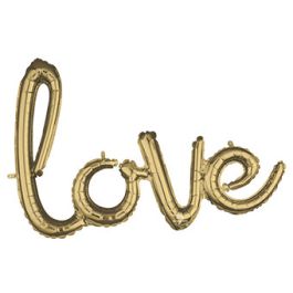 Love Script Foil Balloon White Gold - Romantic Decoration - Image 1