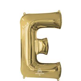 White Gold Foil Letter E Balloon - Large Initial Decoration - Image 1