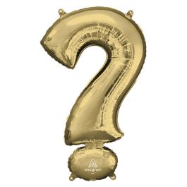 White Gold Question Mark Foil Balloon - Large Shape Decoration - Image 1