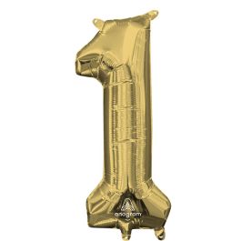 Number 1 White Gold Foil Balloon - 18 Inch - Image 1