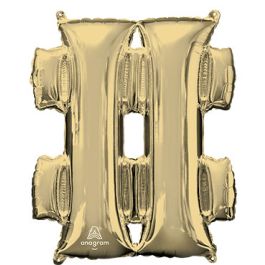 White Gold Hashtag (#) Symbol Foil Balloon - Large Shape - Image 1