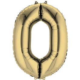 White Gold Number 0 Foil Balloon - Milestone Decoration - Image 1