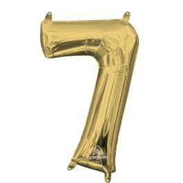 Number 7 Foil Balloon - White Gold Metallic Birthday Decoration - Image 1