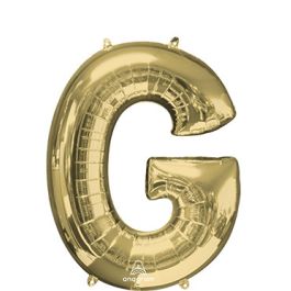 White Gold Letter G Foil Balloon - Large Shape - Image 1