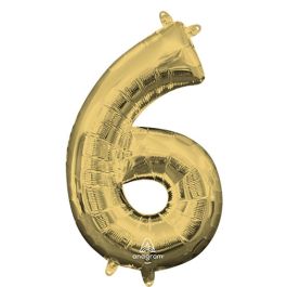 Number 6 Foil Balloon - White Gold - Image 1