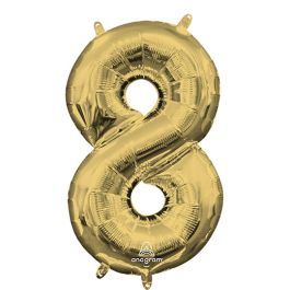 Number 8 White Gold Foil Balloon - 18 Inch - Image 1