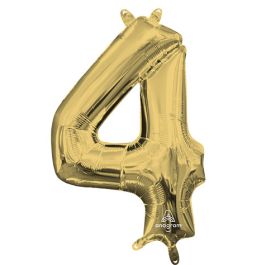 White Gold Number 4 Foil Balloon - Birthday Decoration - Image 1