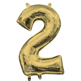 Number 2 White Gold Foil Balloon - 18 Inch - Image 1