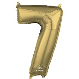 White Gold Number 7 Foil Balloon 26 Inch - Image 1