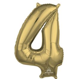 White Gold Number 4 Foil Balloon 26 Inch - Image 1