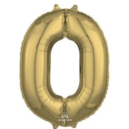 White Gold Number 0 Foil Balloon 26 Inch - Image 1