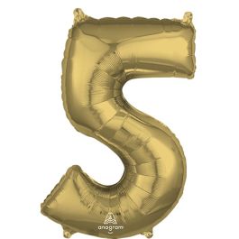 White Gold Number 5 Foil Balloon 26 Inch - Image 1