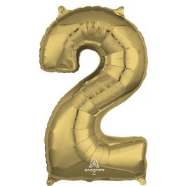 White Gold Number 2 Foil Balloon 26 Inch - Image 1