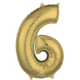 White Gold Number 6 Large Foil Balloon - Birthday Decor - Image 1