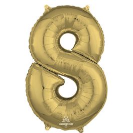 White Gold Number 8 Foil Balloon 26 Inch - Image 1