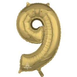 White Gold Number 9 Foil Balloon - Large Shaped Birthday Decor - Image 1
