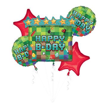 Pixel Party Balloon Bouquet - Birthday Decor - Image 1