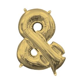 Gold Ampersand Symbol Foil Balloon - Novelty Party Decor - Image 1