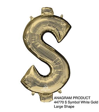 Dollar Sign Balloons - 3-Pack White Gold - Image 1