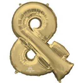 White Gold Ampersand Foil Balloon - Large Shape - Image 1