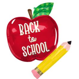 Red Apple & Pencil Foil Balloon - Back to School Decor - Image 1