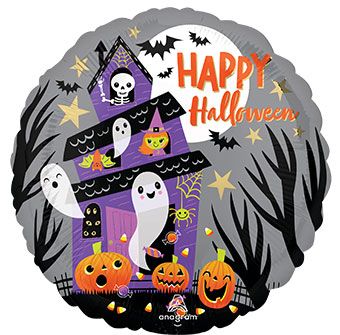 Happy Halloween Haunted House Balloons - 5-Pack - Image 1