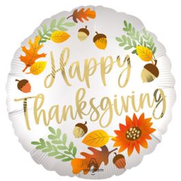 Happy Thanksgiving Foil Balloon 18 Inch Round - Autumn Decor - Image 1