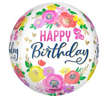 Happy Birthday Floral Balloon - 3-Pack - Image 1